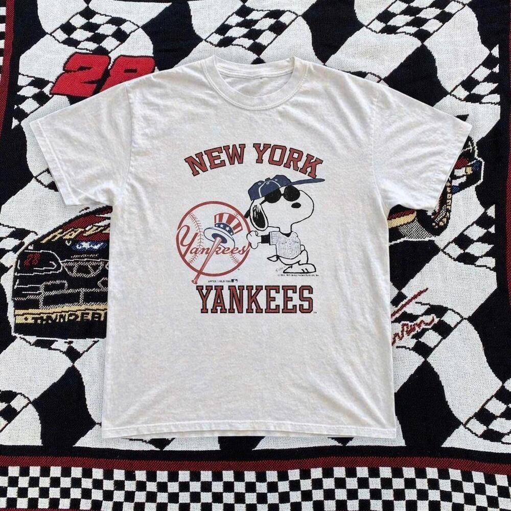 White Snoopy New York Yankees Baseball Tee Baseball